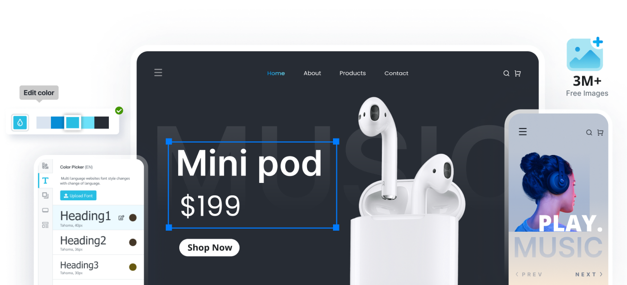 แนะนำฟีเจอร์ออกแบบเว็บไซต์ ที่มีธีมดีไซน์สวยๆ มี Preset ของเนื้อหาเว็บไซต์ที่หลากหลาย และเครื่องมือการออกแบบต่างๆ ให้สามารถออกแบบเว็บไซต์อย่างมืออาชีพบนระบบเว็บไซต์สำเร็จรูป MakeWebEasy
